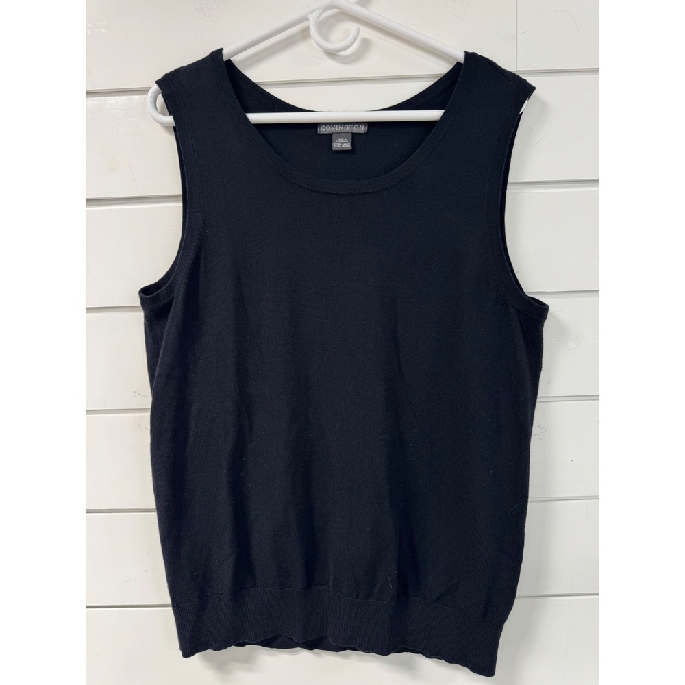 Covington Black Sleeveless Knit Sweater Shell Scoop Neck XL 884453451622